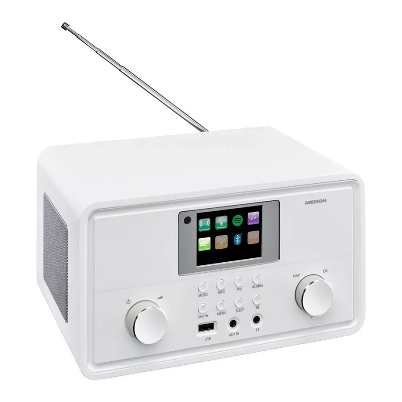 MEDION MD 88069 Internet Radio DAB+, FM, Bluetooth ja Wi-Fi, valge