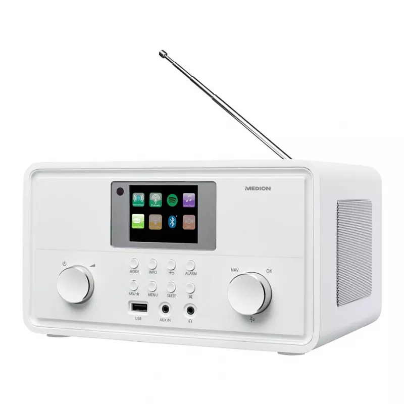 MEDION MD 88069 Internet Radio DAB+, FM, Bluetooth ja Wi-Fi, valge