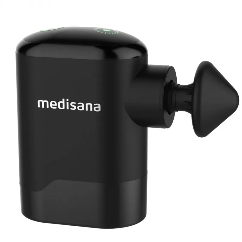 Medisana MG 120 taskumassaažipüstol löökmassaaž 4 otsikuga, USB-C laetav, 4 intensiivsustaset, kompaktne reisisuurus
