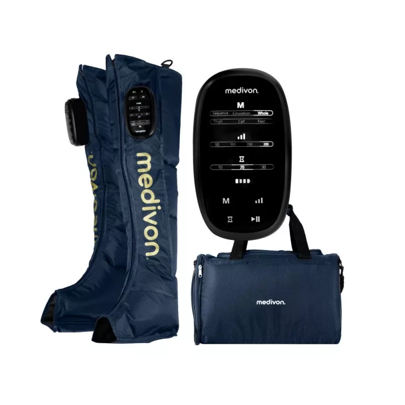 Medivon Compression Massager Aeria - Õhukompressiooniga jala- ja jalalabamassaažiseade soojendusega, 3 režiimi, 3 intensiivsust, juhtmevaba puldiga