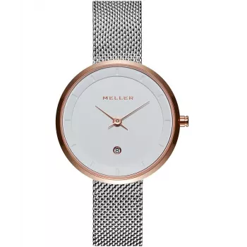 MELLER Women's W5RB-2SILVER Astar Baki Analog Quartz Watch 33mm Silver Stainless Steel Mesh