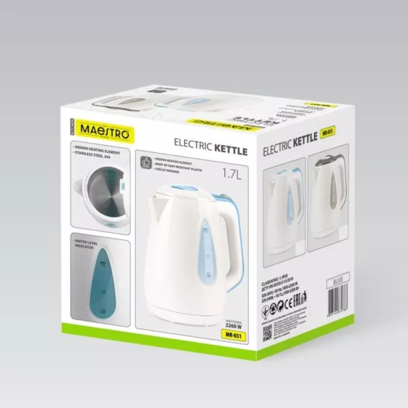 MEO MAESTRO elektriline veekeetja 1,7L 2200W sinine MR-031-BLUE