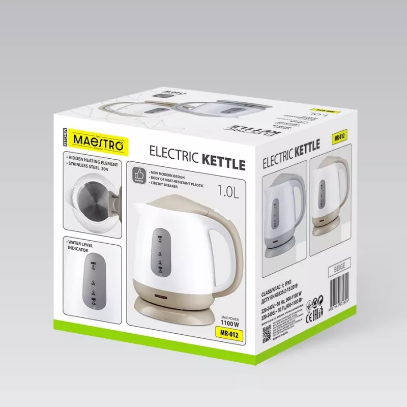 MEO MR-012-GREY MAESTRO elektriline veekeetja 1L 1100W hall
