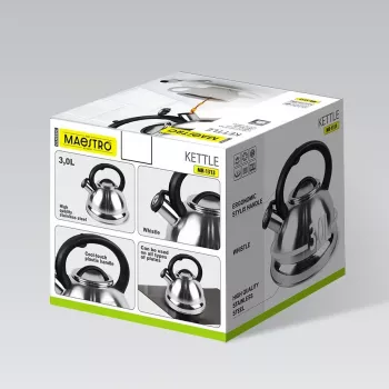 MEO MR-1313 MAESTRO 3.0L roostevabast terasest vilega pliidiketel, induktsioonile sobiv, hõbedane mustade detailidega