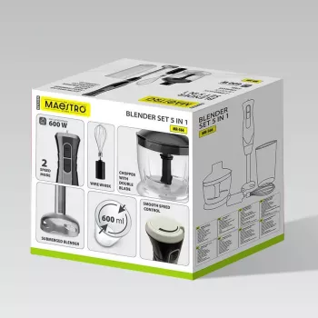 MEO MR-566 MAESTRO 500W käsimikseri komplekt koos hakkimisnõu, vispli ja mõõtetopsiga