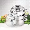 MEO roostevabast terasest aurutamisnõude komplekt 4L, 22 cm, 3-korruseline, induktsioonile sobiv, hõbedane MR-2900-22
