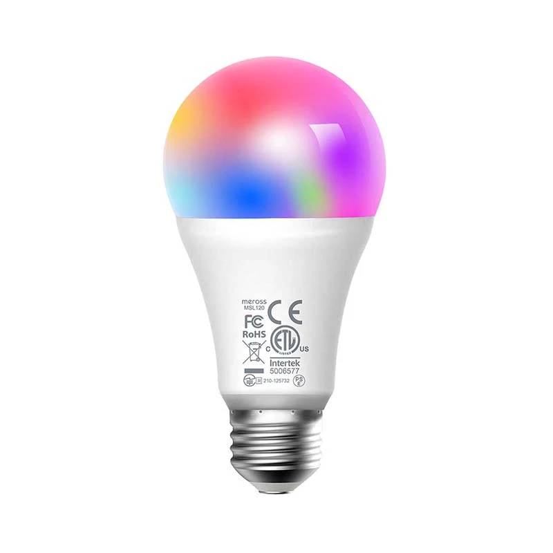 Meross MSL120 WiFi nutikas LED-pirn (HomeKit) - täisvärv RGB ja reguleeritav valge, A19 E26, 810 luumenit, 9W, töötab Apple HomeKiti, Alexa, Google Assistantiga