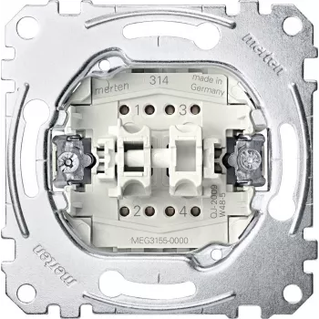 Merten System M kahekordne surunupuga sisestus 2 NO 10A 250V AC süvispaigaldusega MEG3055-0000