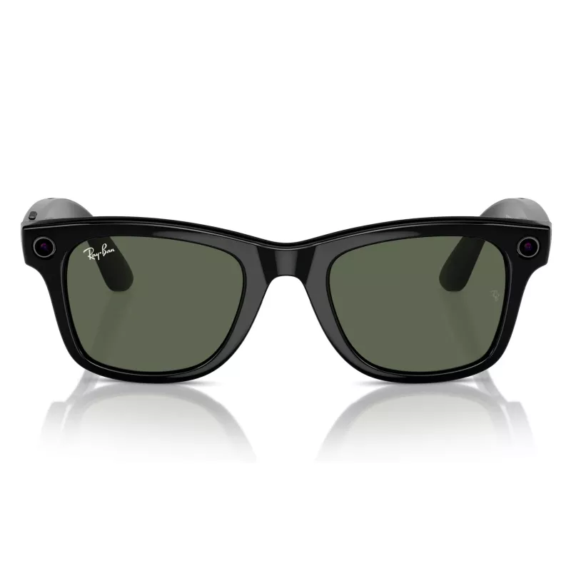 META Ray-Ban Wayfarer Smart Glasses Glossy Black, G-15 Green Lens
