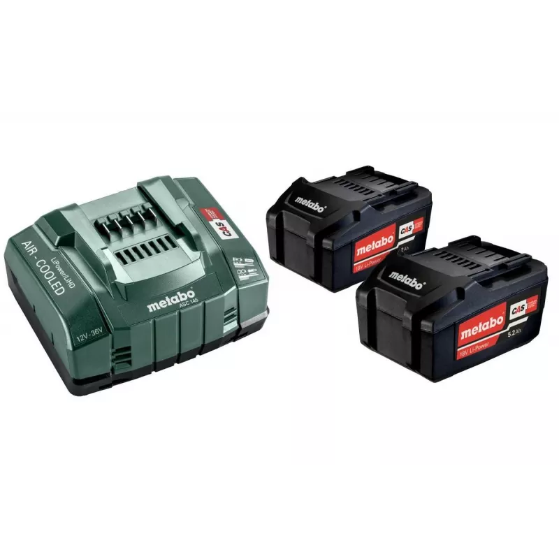 Metabo 18V LiHD 5.5Ah aku ja ASC 145 Air Cooled laadija komplekt (2 akut)