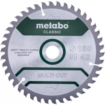 Metabo MULTI CUT CLASSIC ketassaetera 160 x 20 x 1,4 mm, 42 hammast, TCT, puidule, kaetud puidule, plastidele 628658000
