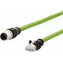 METZ CONNECT 142M1D15100 M12 to RJ45 Industrial Ethernet Cable, D-Coded, 4-Pole, AWG 22, 10m, Green