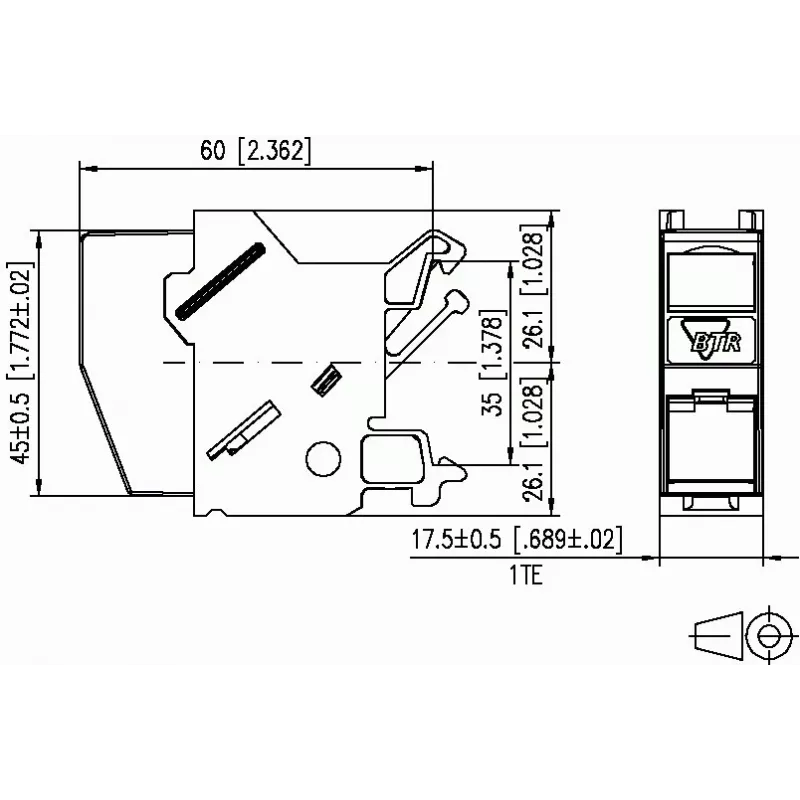 METZ CONNECT BTR E-DAT Module REG 8(8) IP20 Tühi - DIN Rööbas Andmemooduli Korpus, 1TE, Helehall