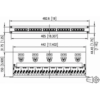 METZ CONNECT BTR UAE 25x8(8) Cat.6 varjestatud patch-paneel, 25 porti, 1U, helehall 130887-E