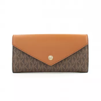 Michael Kors Jet Set Travel pruun signatuur kaetud lõuendist portfell crossbody kott 35F3GTVE7BBRO