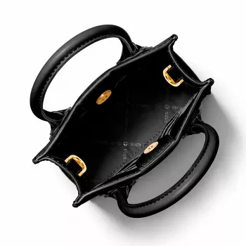 Michael Kors Jet Set Travel õlakott, must, signatuuriga kaetud lõuendist nahkviimistlusega, kuldkollased metallosad, 15cm x 17cm x 6cm