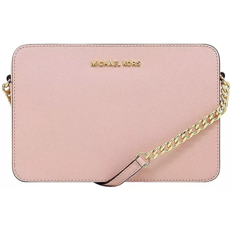 Michael Kors Jet Set Travel Crossbody Bag Saffiano Leather Powder Blush 35T8GTTC9LPWB