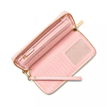 MICHAEL KORS Jet Set Travel Saffiano Leather Flat Multifunction Pouch in Powder Blush (35S6GTVE9LPOW)