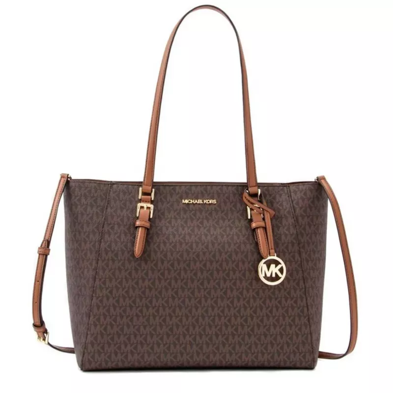 Michael Kors Jet Set Travel Saffiano Nahast Tote Kott - Naiste Pruun Tote kuldsete detailidega (42x28x10 cm)