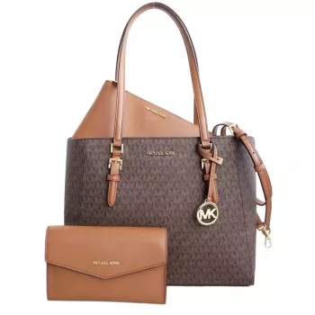 Michael Kors Jet Set Travel Saffiano Nahast Tote Kott - Naiste Pruun Tote kuldsete detailidega (42x28x10 cm)