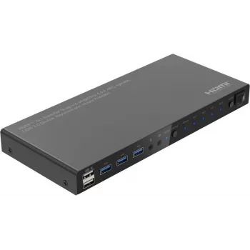 MicroConnect 4K@60Hz HDMI KVM-lüliti 4x1 koos 4K60 4:4:4, USB 3.0 jaotur, heli, metallkorpus (MC-HDMIKVM0401-USB3-4K)