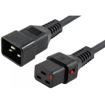 MICROCONNECT lukustatav toitekaabel C20 kuni C19, 2.5m, 16A, must