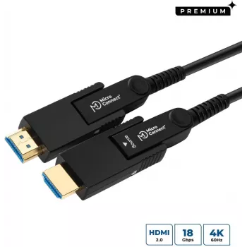 MicroConnect Premium Optic Fiber HDMI Type A aktiivne optiline kaabel, 4K, 10m, must