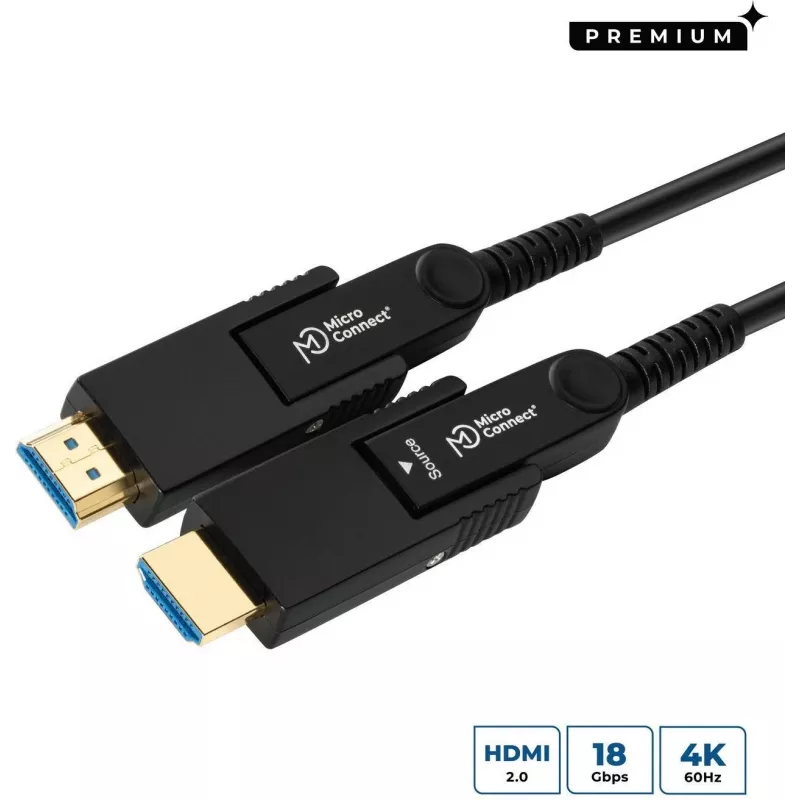 MicroConnect Premium Optic Fiber HDMI Type A aktiivne optiline kaabel, 4K, 10m, must