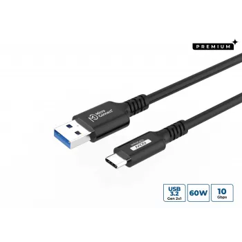 MICROCONNECT Premium USB-C to USB-A kaabel (1m, nailonist punutud, 5 Gbps, must)