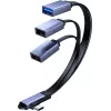 MicroConnect USB-C nurkjaotur kaabel, 3x USB-A 3.0, 0.15m, must