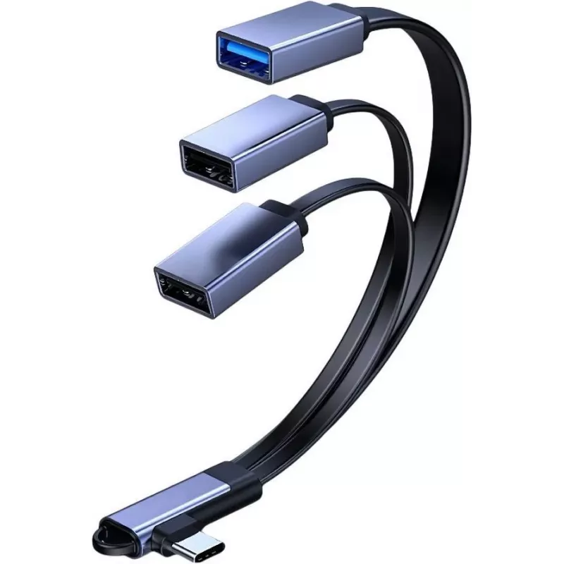 MicroConnect USB-C nurkjaotur kaabel, 3x USB-A 3.0, 0.15m, must