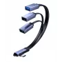 MicroConnect USB-C nurkjaotur kaabel, 3x USB-A 3.0, 0.15m, must