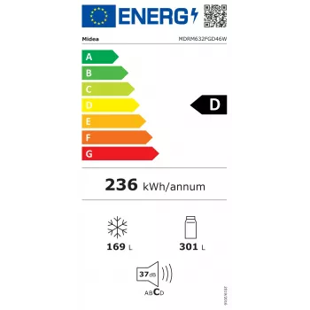 Midea Side-by-Side Külmik MDRM632FGD46W, No Frost, 470 L, Roostevaba teras, Energiaklass D