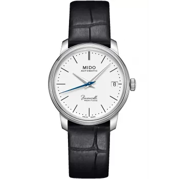 MIDO Baroncelli Lady Automaatkell 33mm Roostevaba Teras Valge Sihtmust Nahkrihm M027207160100