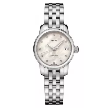 MIDO Memento Mori Limited Edition naiste automaatkäekell 25mm roostevabast terasest valge pärlmutrist sihverplaadiga