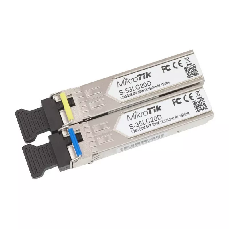 MikroTik S-35LC20D BiDi SFP-moodul, 1,25G ühemoodiline LC Simplex, 20km, 1310nm/1550nm, DDM