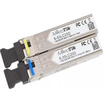 MikroTik S-35LC20D BiDi SFP-moodul, 1,25G ühemoodiline LC Simplex, 20km, 1310nm/1550nm, DDM