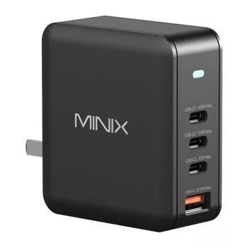 MINIX NEO-P165 GaN seinadapter 3x USB-C ja 1x USB-A porti 165W