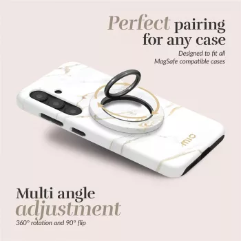 MIO White Marble Magsafe Case Compatible Ring Holder