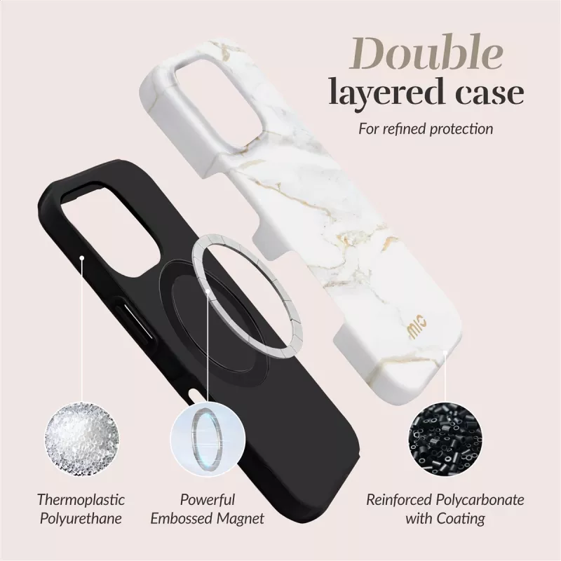 MIO White Marble Magsafe Compatible for iPhone 17