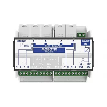 MOBOTIX MX-SWITCH1 - Võrgulüliti - 4 x 10/100 (PoE+) - DIN Rööpale