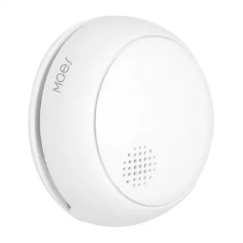 MOES SSD01 ZigBee nutikas fotoelektriline suitsuandur 85dB sireeniga, Tuya rakenduse teavitused, CR123A patareitoitel, valge