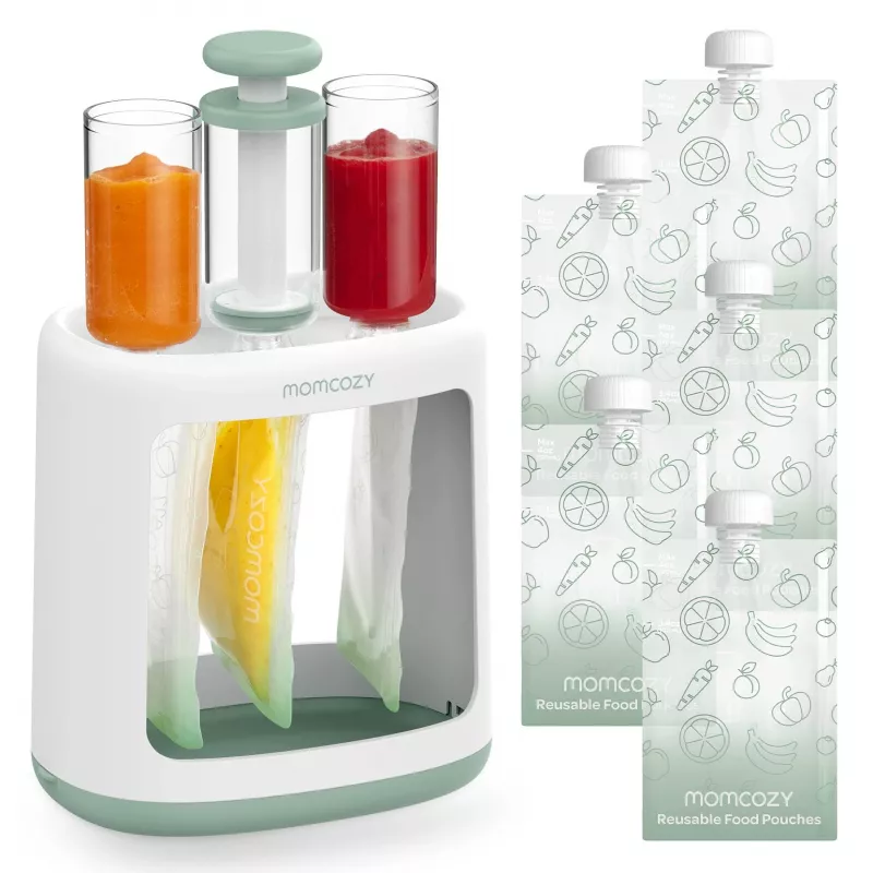 MOMCOZY Imikutoidu valmistaja püree säilitamiseks, 5-in-1 auruta, blenderda, püreesta, sulata, soojenda, 600ml Tritani purk, 200ml veepaak, puutetundlik LCD, BPA-vaba, 300W küte, 120W blenderdamine, 120V