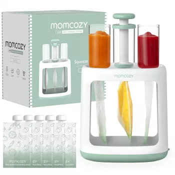 MOMCOZY Imikutoidu valmistaja püree säilitamiseks, 5-in-1 auruta, blenderda, püreesta, sulata, soojenda, 600ml Tritani purk, 200ml veepaak, puutetundlik LCD, BPA-vaba, 300W küte, 120W blenderdamine, 120V