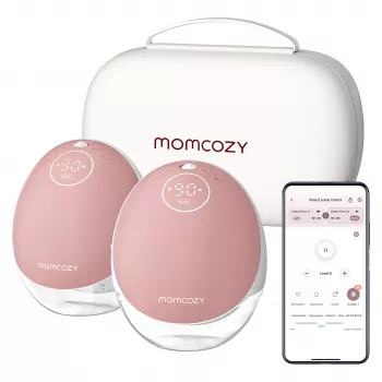 Momcozy M9 Kaasaskantav Topelt Elektriline Rinnapump Laetava Akuga, 9 Imemisrežiimi, 180 ml Topsid ja Hoiukarp