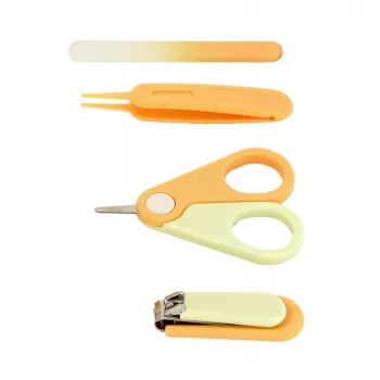 Momini Baby Nail Care Kit Sunny - Elektriline beebi küüneviil 6 lihvimispeaga, 2 kiirust, LED-tuli, valge/kollane