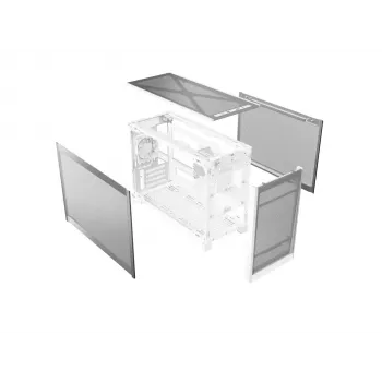 MONTECH TEN (W) Mini Tower PC korpus Valge - Micro ATX / Mini-ITX, karastatud klaas, ARGB
