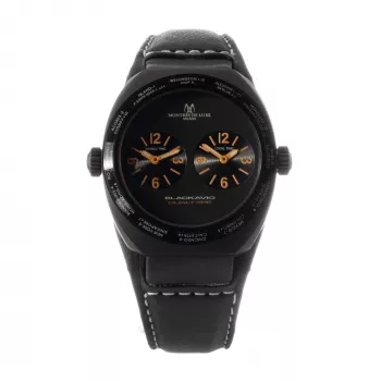 MONTRES DE LUXE Unisex Analog Quartz Watch 09BK-3002 40mm Stainless Steel Case Black Leather Strap