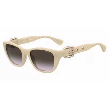 MOSCHINO MOS130-S-SZJ naiste päikeseprillid, Havana atsetaat, ruudukujuline raam, pruun gradientlääts, 55 mm
