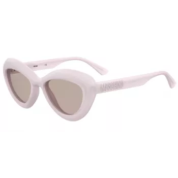 Moschino MOS163-S-35J naiste ruudukujulised päikeseprillid Havana pruun